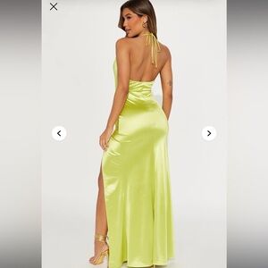 Fashion Nova Vibrant Lime Backless Dress